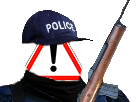 policier-jesus-police-danger-circulez-fusil-yepco-hendek-panneau-issou-quintero