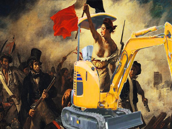 drapeau pelleteuse france gilets gj jaunes revolution