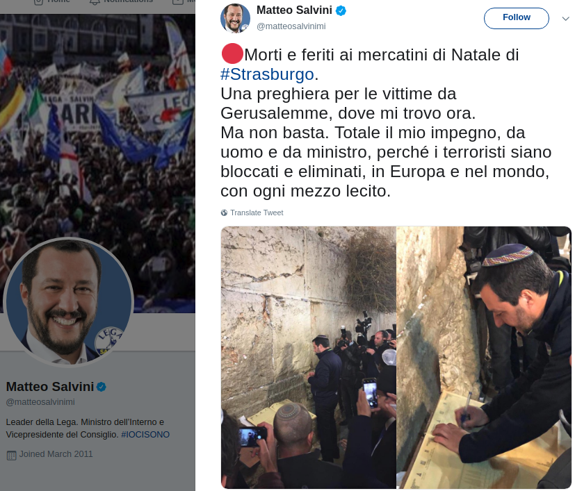 salvini fasciste jerusalem juif