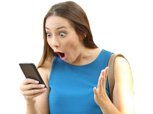 telephone smartphone fille surprise