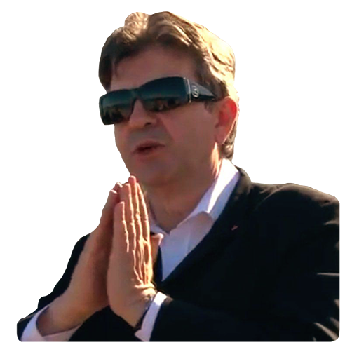 luc melenchon lunettes de jean politic gourou prie soleil