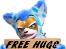 hugs-mccloud-fox-furry-fursuit-panneau-carton-assault-content-pancarte-calin-free-tinnova-sourire-starfox