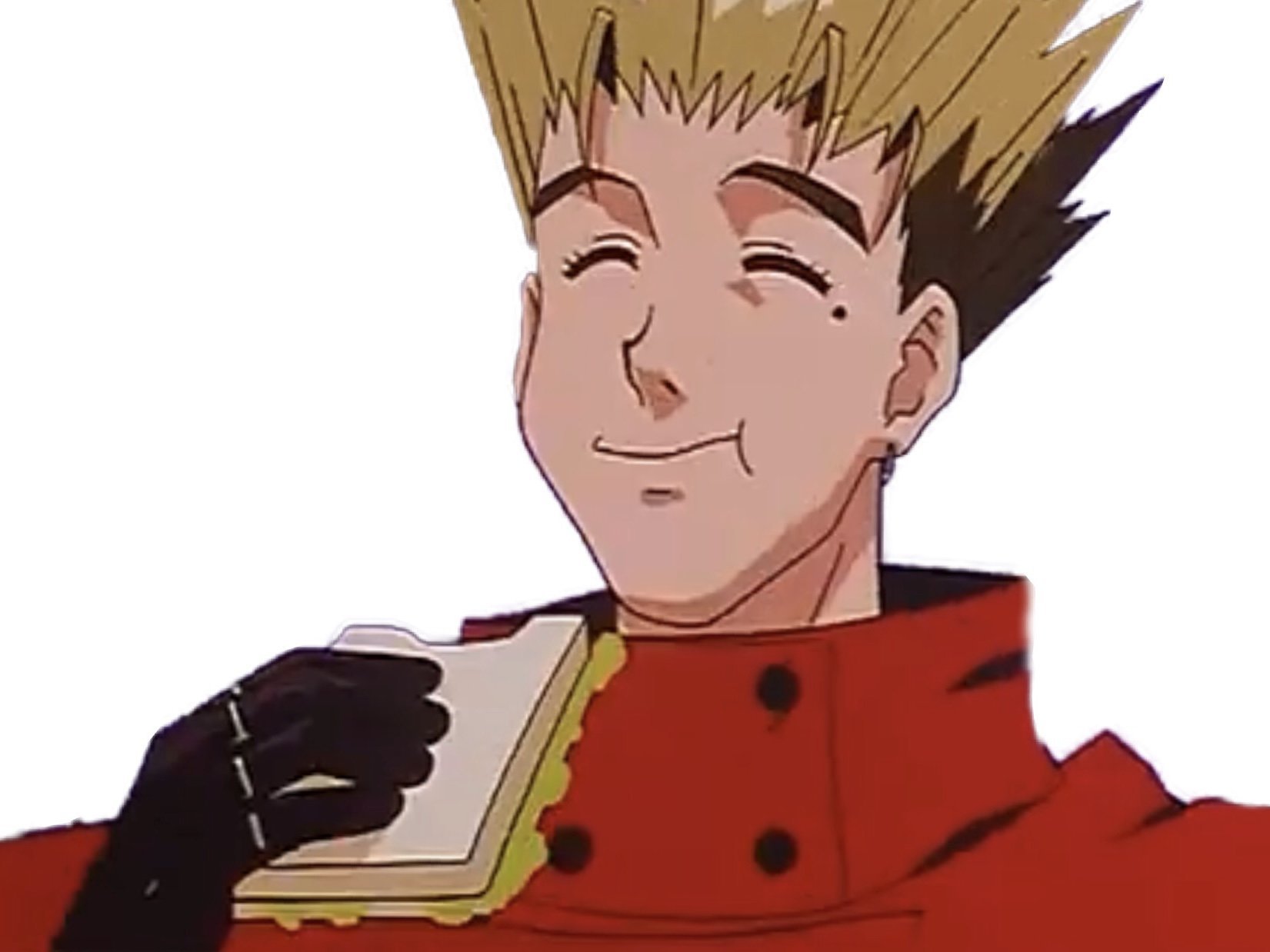 trigun anime blond sandwich sourire content manger