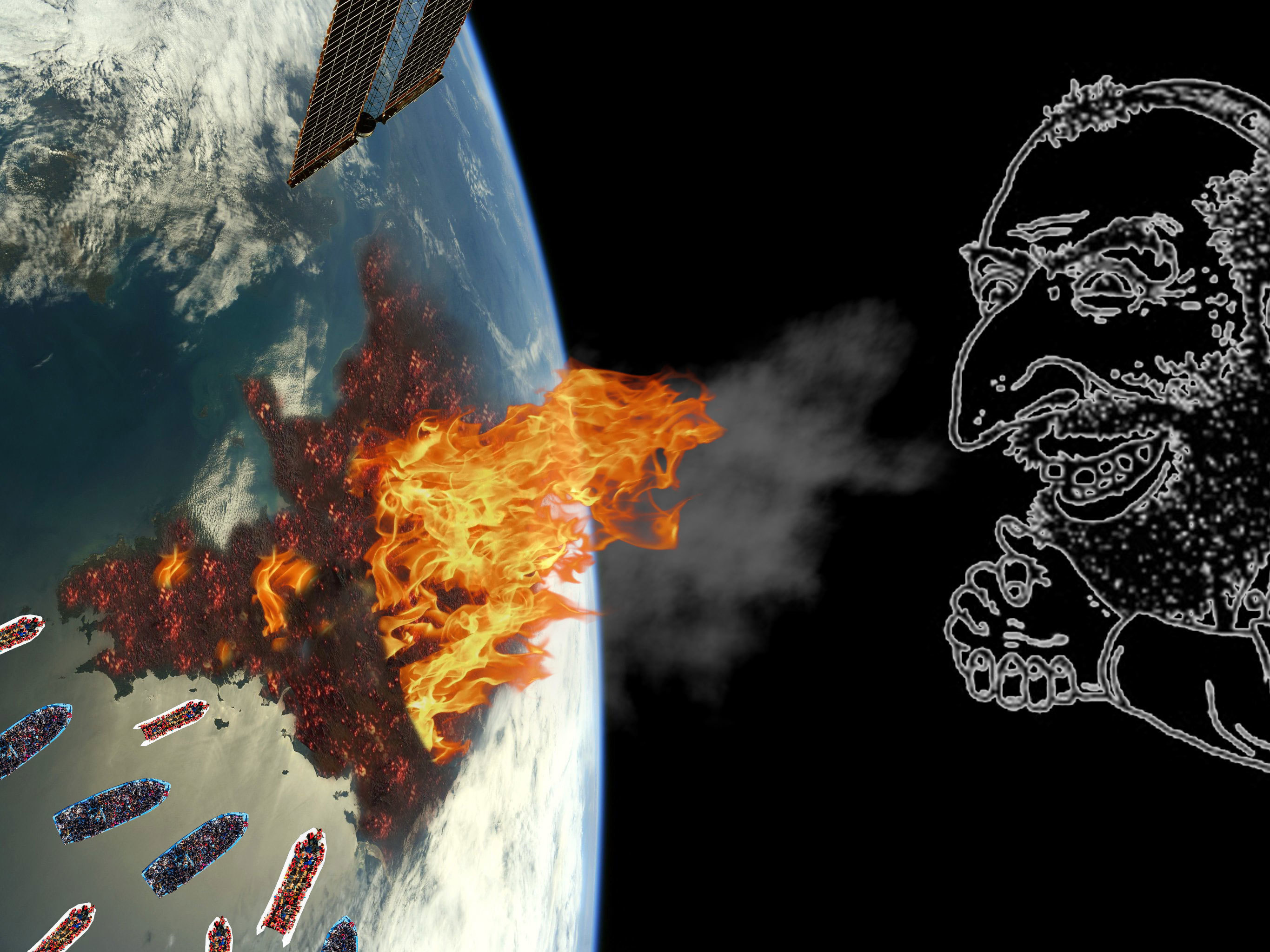 fumee guerre fronce migrant espace france feu