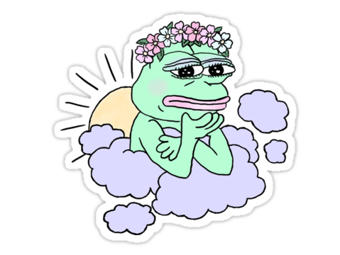 cute jvc kawaii mignon triste pensif nuage grenouille pepe ange