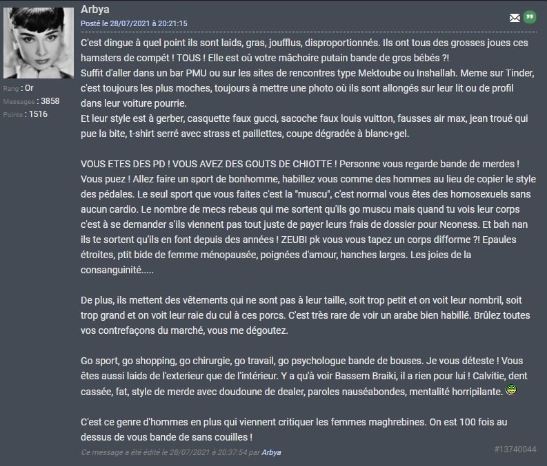 cingle fausse wtf schyzophrenie arbya obese arabe issou
