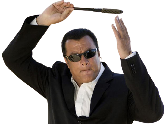 seagal position steven couteau arme noires lunettes