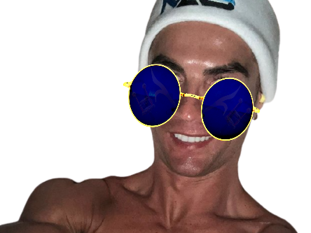 bleues lunettes cr7 nu bonnet grosse torse