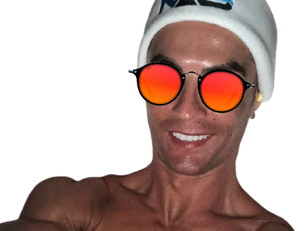 lunettes rouge cr7 torse bonnet nu