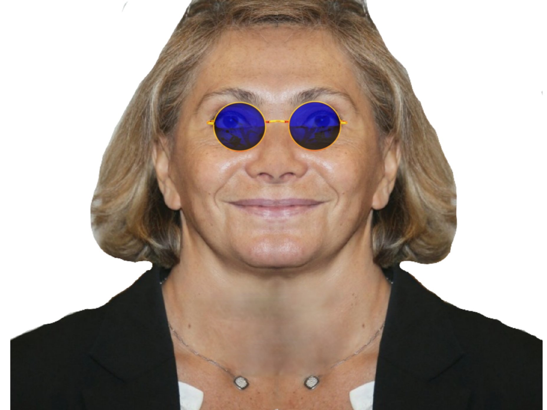 valerie pecresse miroir lunettes bleues