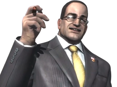metal gear senateur senator armstrong sourire muscle costard tenue cigare classe chef president