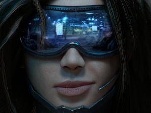 fille lunettes cyberpunk zoom