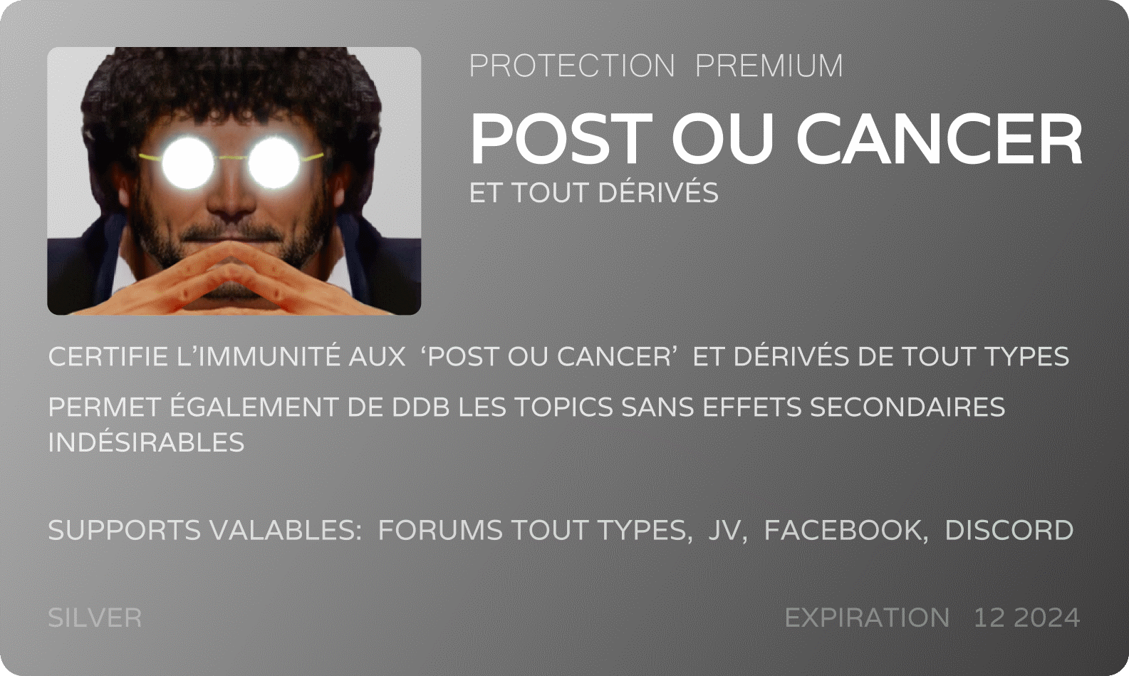 postoucancer post ou cancer carte immunite chonclade protection premium universlle silver argent