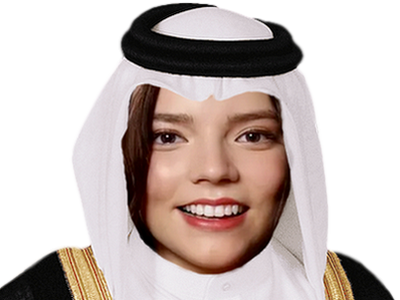 anya taylor joy cheikh sheikh arabie saoudite keffieh foulard emirats qatar qatari dubai petrole dollars