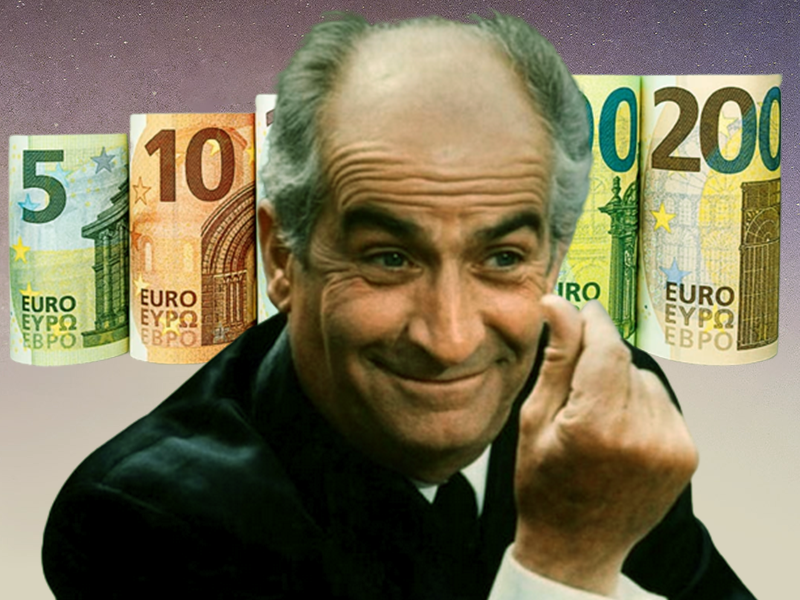 de funes euro juif argent billet dollar rembourse banque finance banquier chance