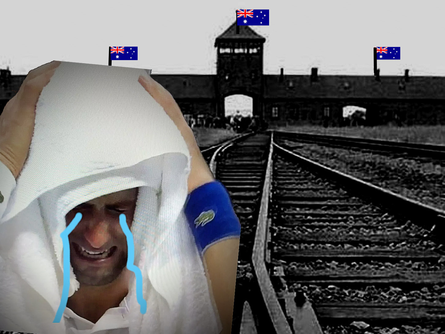 novak djokovic novax djocovid open australie covid vaccin golem convictions deportation humour noir