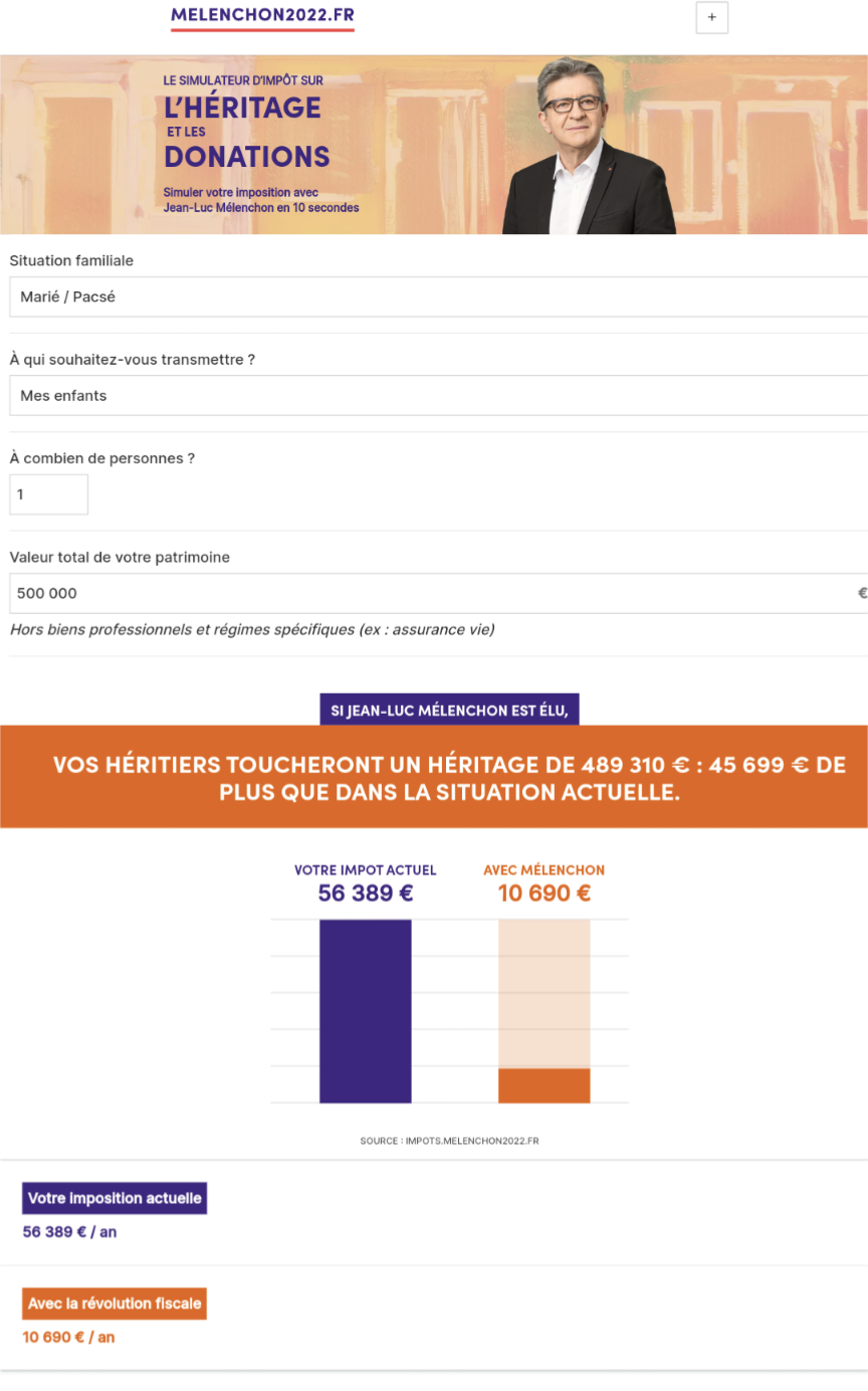 nupes melenchon impots taxes heritage