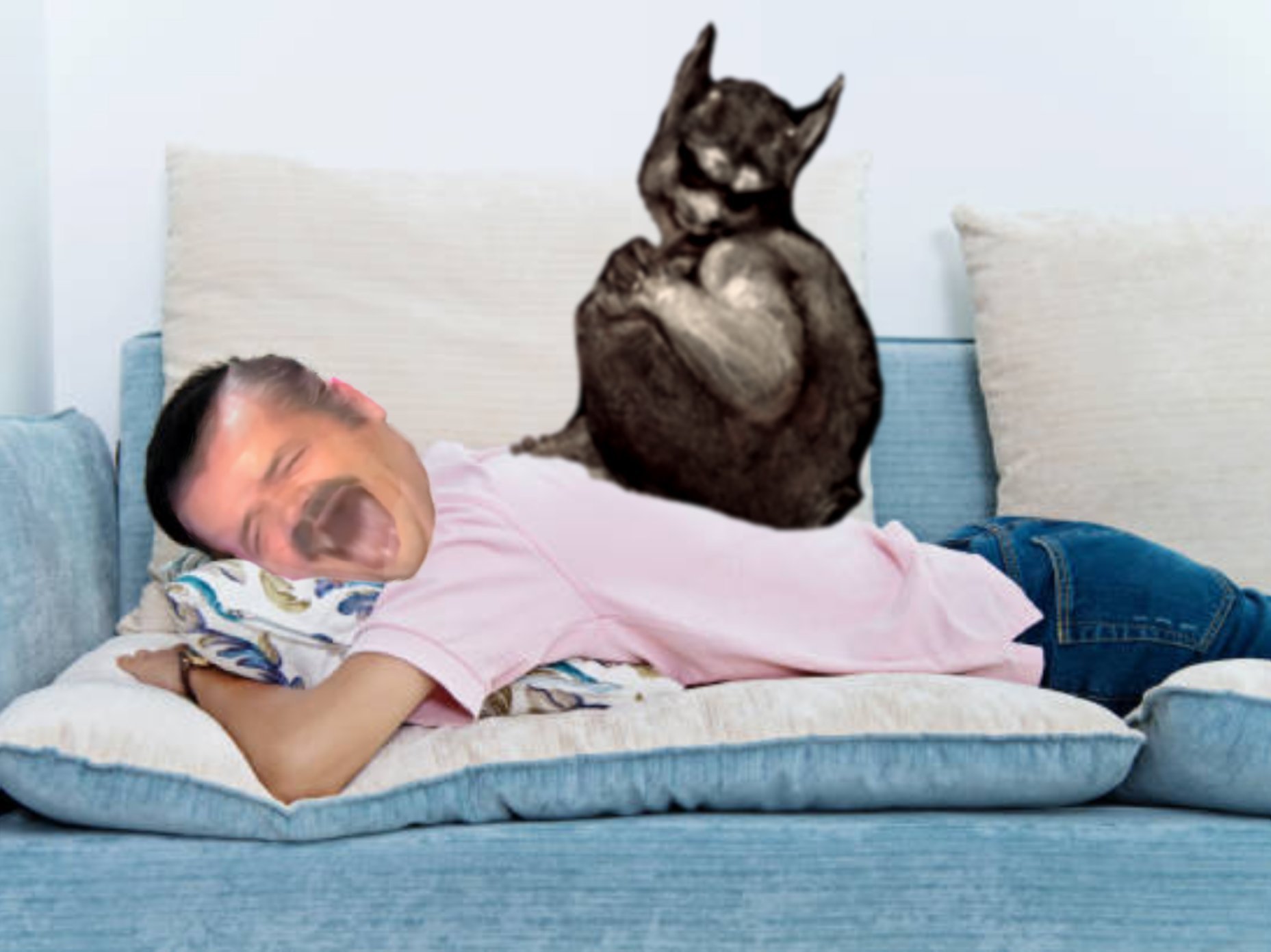 Sticker paralysie du sommeil risitas dort sur le ventre incube succube demon crie a l aide par MamelleBent
