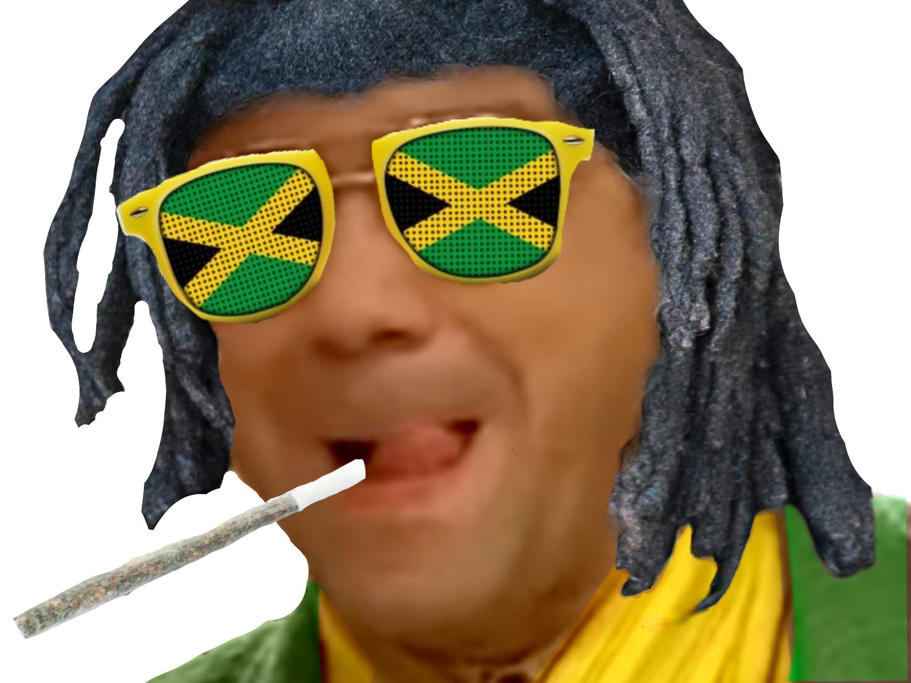 Sticker rachid jamaique rasta joint herbe cannabis naturel natural mystic bob marley lunettes vertes jaunes noires par MamelleBent