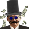 lon-wong-riche-lunette-bleue-moustache-dollar-argent-metaxar-proximax-chapeau-costume