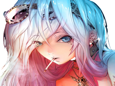 Sticker fille anime femme cigarette par LadyCig