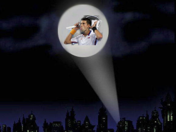 tennis ft bat signal ville nuit lumiere grine pardon novak djokovic