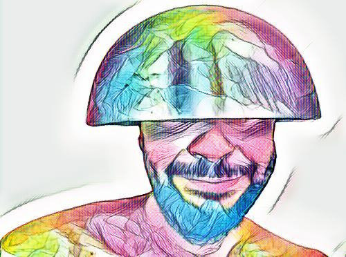 homme douche arc en ciel conscience des mineraux coiffe planetarium futur