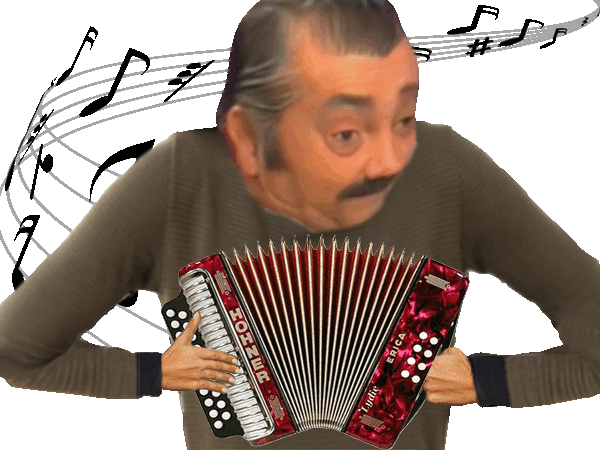 surpris main abasourdi golem idiot pull gris accordeon joue musique notes musicien chanson chante gif