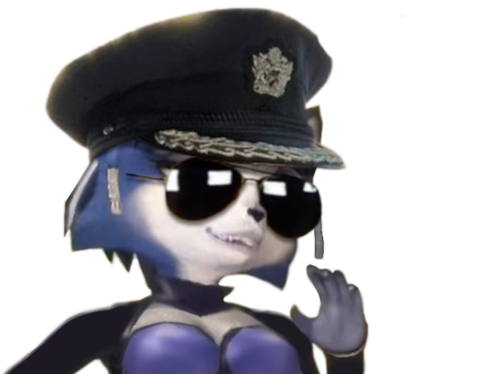 starfox krystal assault police policier sourire lunettes noires sunglasses casquette kepi main salut coucou tinnova