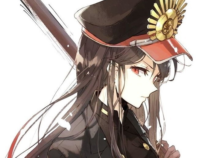 waifu militaire casquette rouge badass archon fusil chef