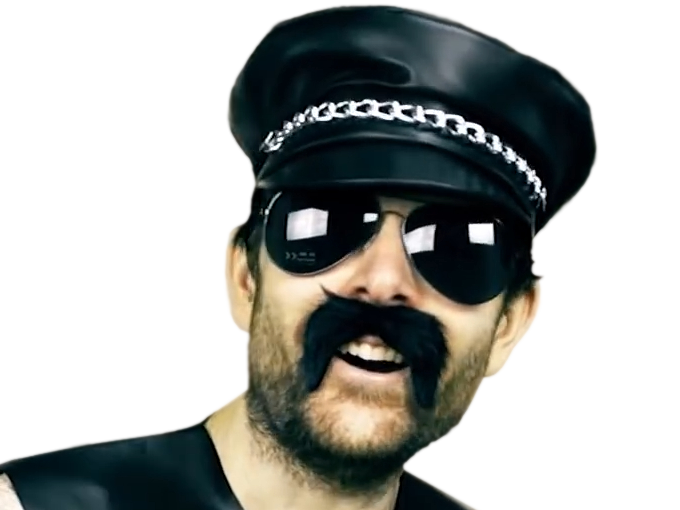 jdg fred sourire maso bdsm casquette masochiste sadique gay homo lunettes cuir moustache ghostbusters tinnova