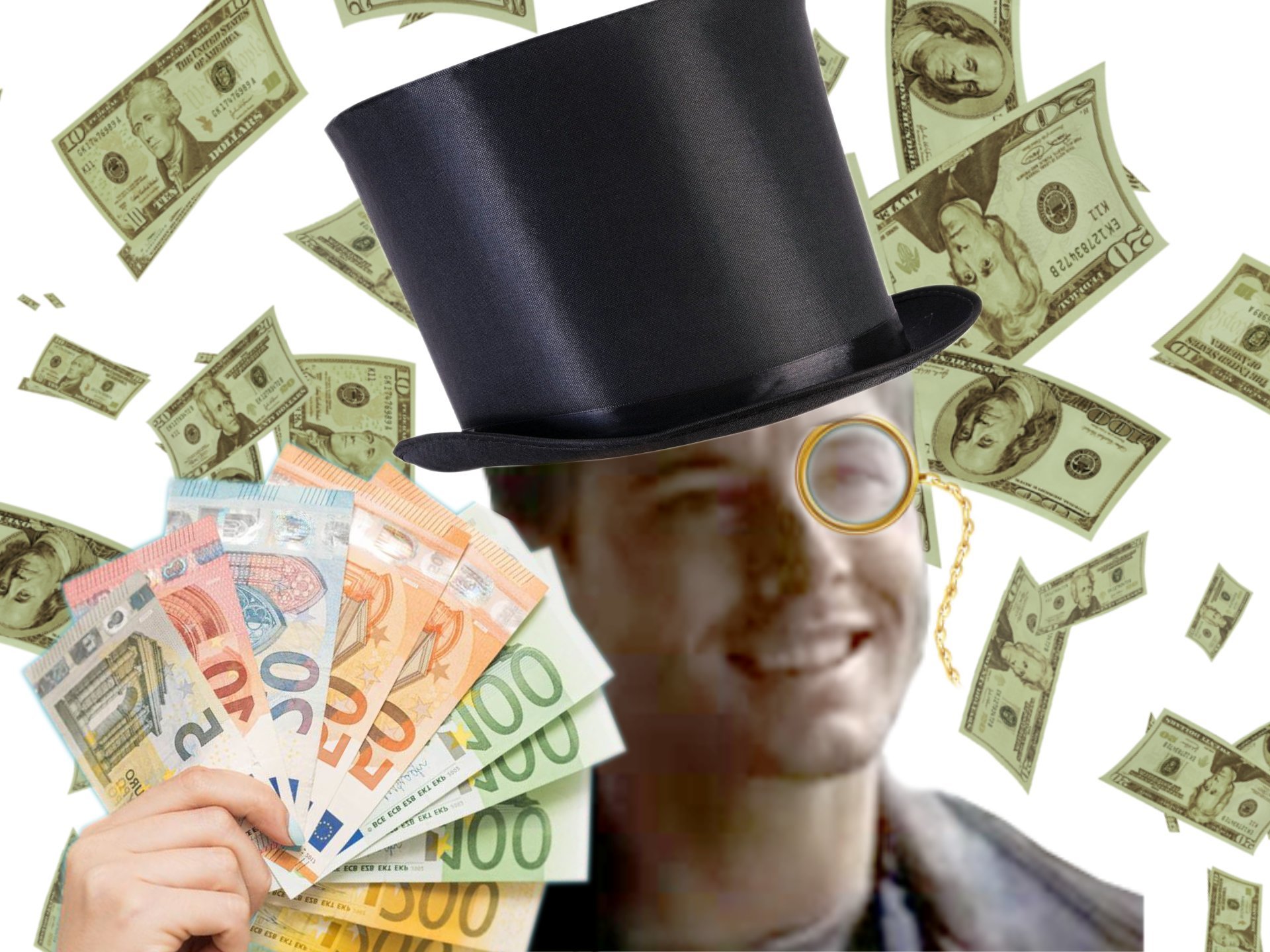 balthazar riche argent fric billets pluie billet monocle patatechaude weininger haut de forme chapeau money