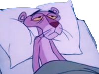 panthere rose fatigue deprime couche coussin oreiller lit dormir triste malheureux