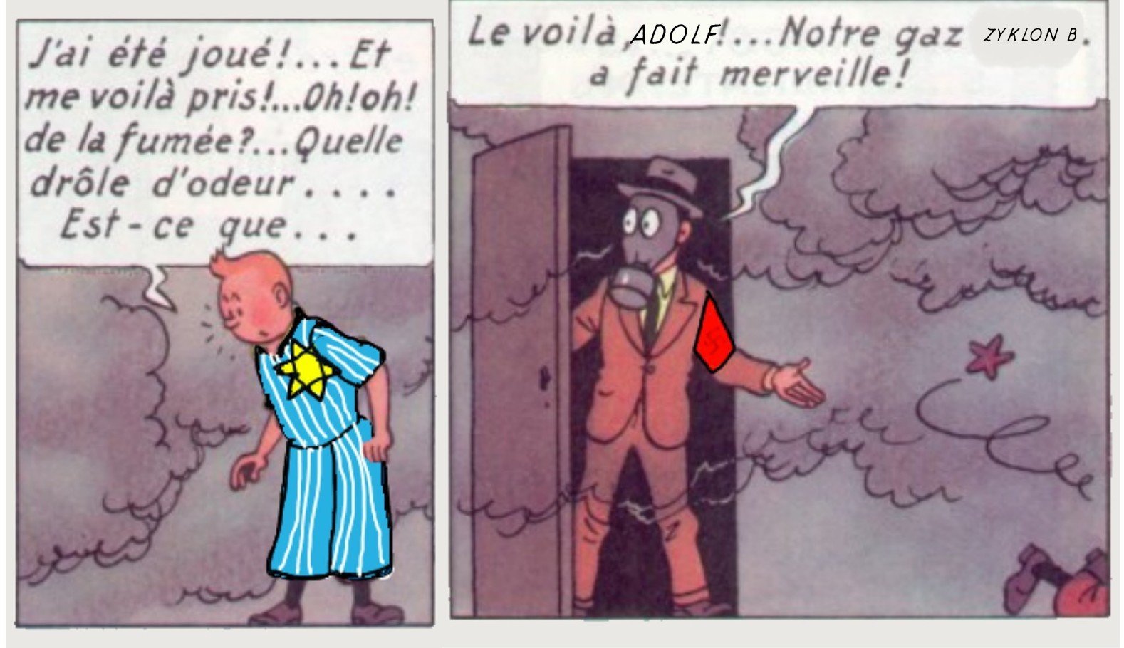 tintin ss ww2 nazis juifs jew douche auschwitz allemand gaz zyklon b guerre milou etoiles
