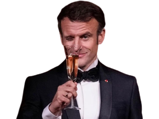 macron toast sante clin il verre champagne trinque smoking usa