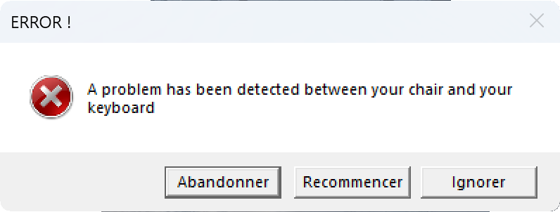 pc masterrace master race maitre course maitrecourse error erreur chaise clavier probleme