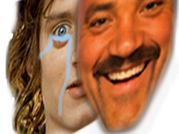 risitas frodon pleure sourire masque faux face mensonge depression heureux