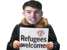 refugies-pancarte-lgbt-tristan-welcome-gauchiasse-cuck-tristanrt-gaucho-politic-insoumis-refugees