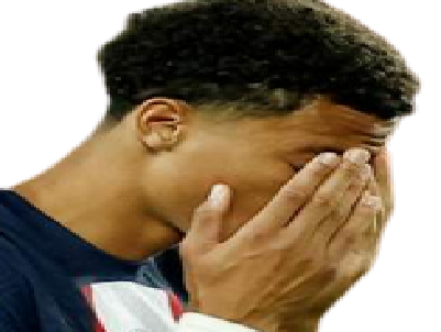 hugo ekitike france paris psg foot triste decu pleure larmes honte desespoir