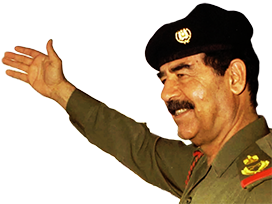 broula saddam hussein irak ruskia nostalgie militaire general moustache beret casquette uniforme fier sourire coucou