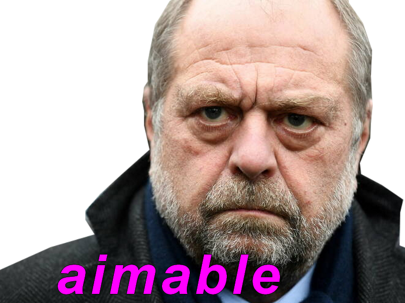Sticker eric dupond moretti sympathique aimable attrayant tete de con yeux poche par MarchandDeTapis