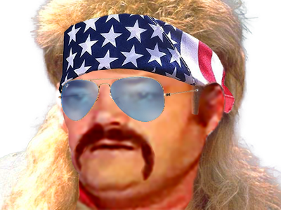Sticker usa amerique america merica mullet bandana moustache lunettes beauf prolo blond djo johnny hallyday par 010001100100111