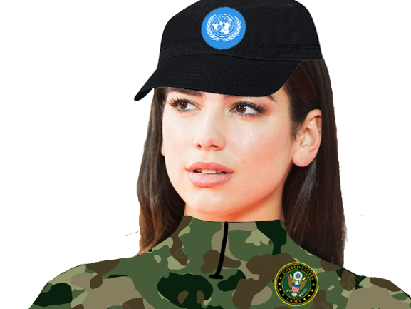dua lipa onu ong arme usa us militaire camouflage