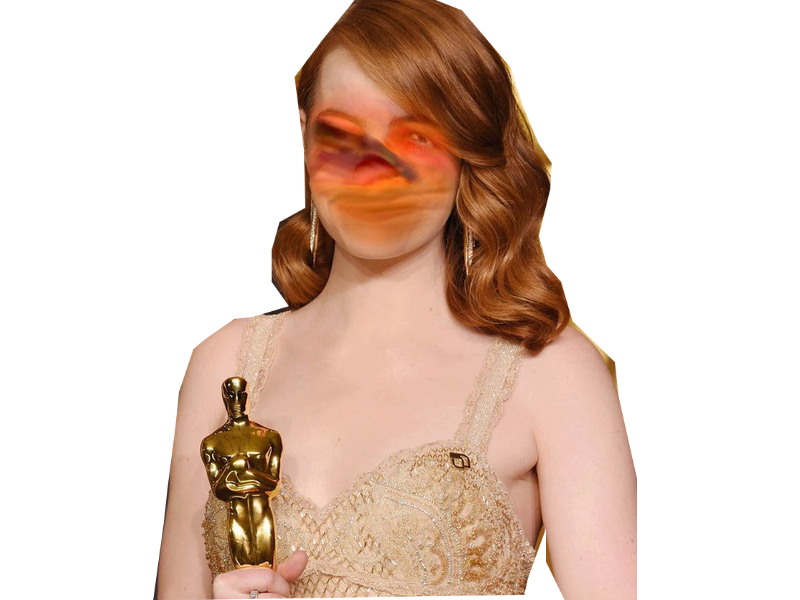 emma stone oscar ceremonie moustache aya