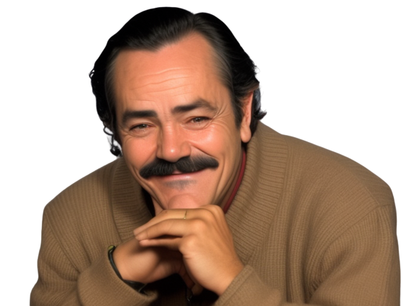 risitas hd imite zemmour mains sur menton sourire narquois arrogant