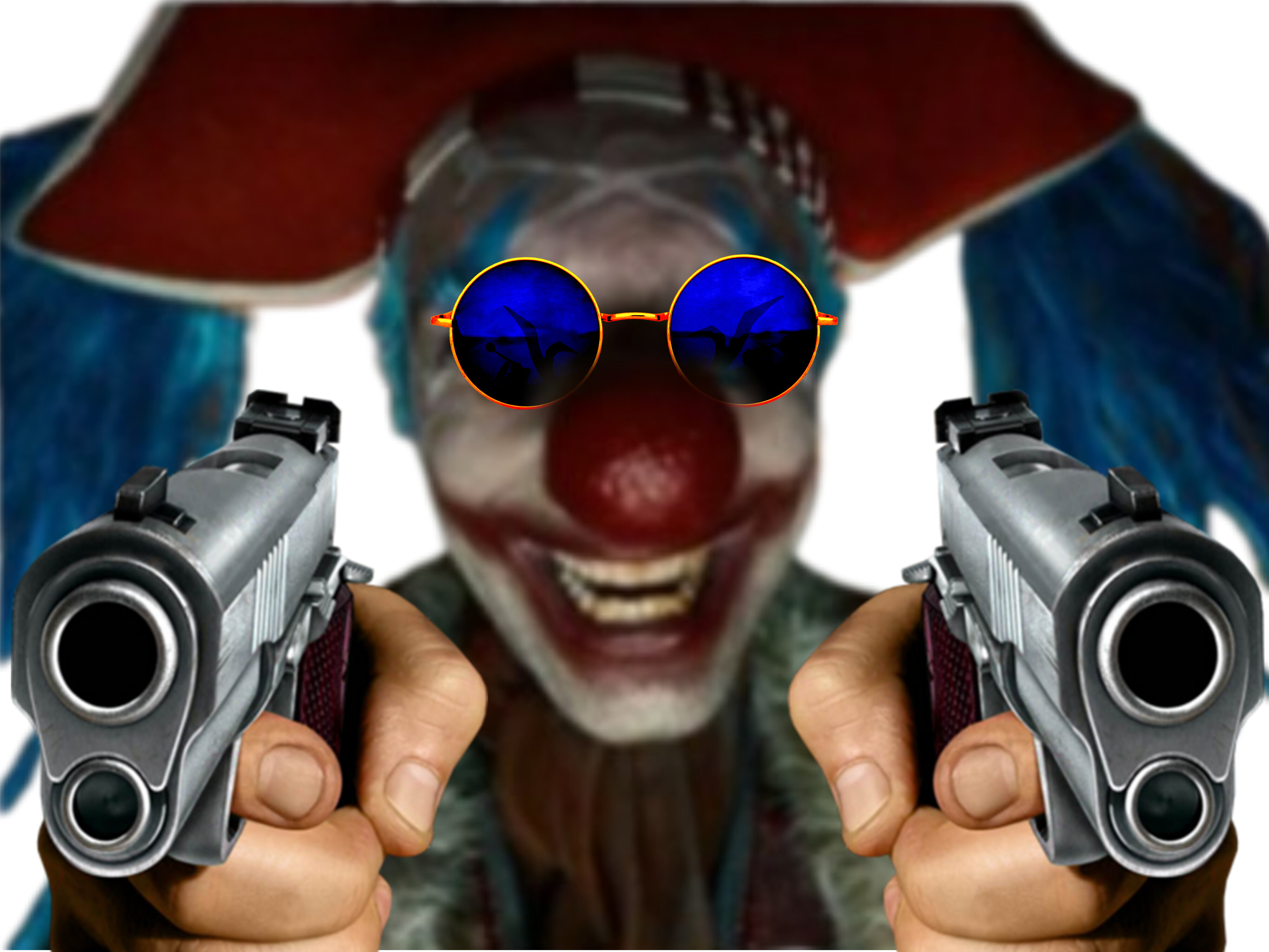one piece live action netflix baggy le clown rire joker terrifiant lunettes bleues deux pistolets