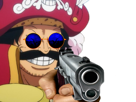 one-piece-roi-pirate-gold-gol-d-roger-sourire-lunettes-bleues-redpill-gun-pistolet-arme