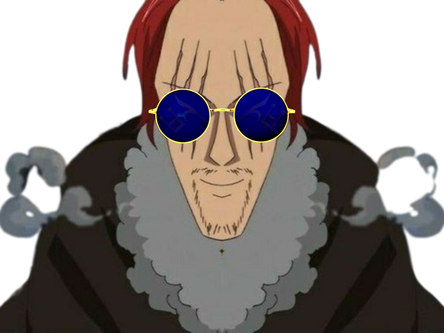 one piece empereur shanks le roux miroir lunettes bleues redpill selection naturelle