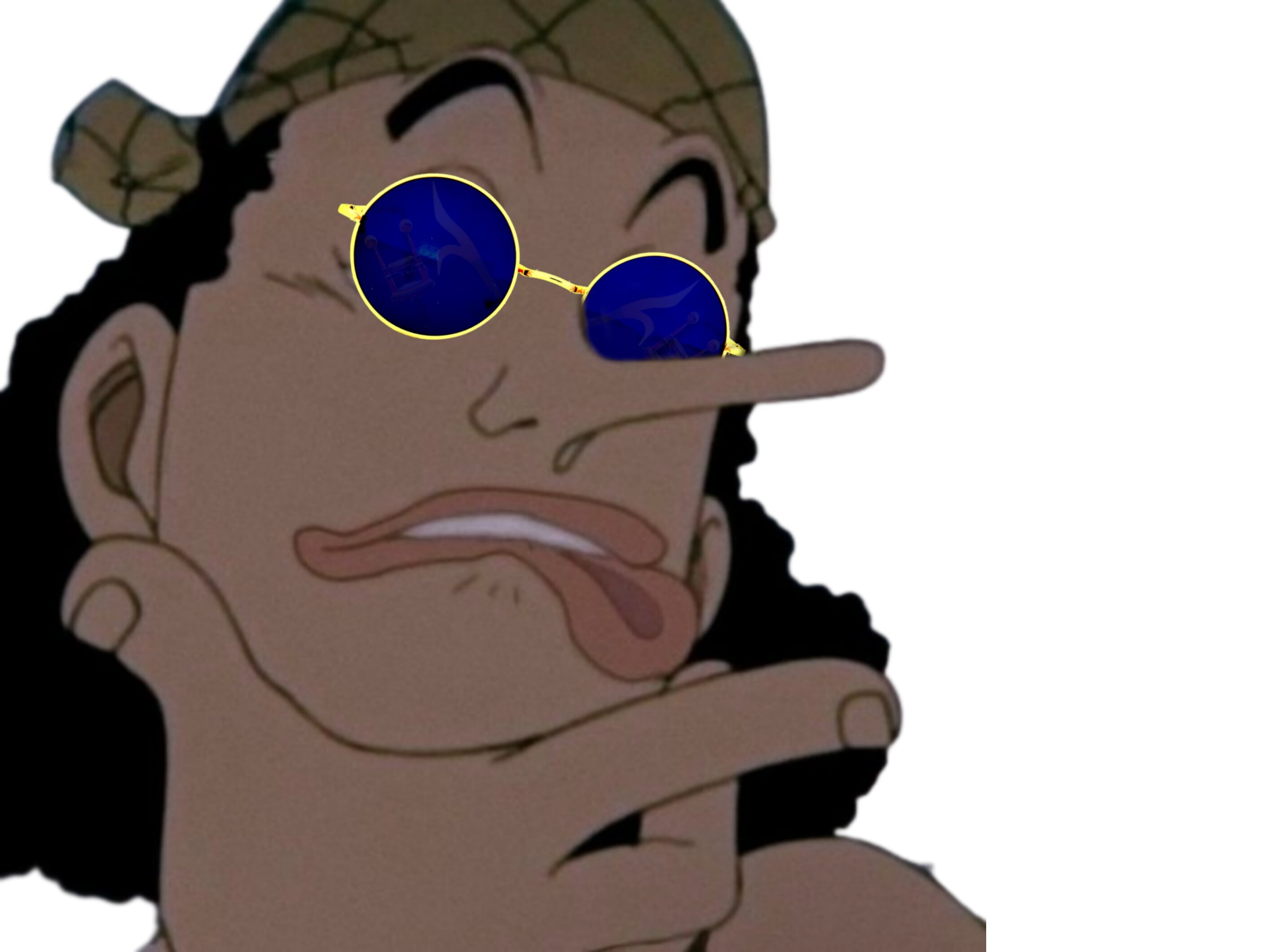 one piece ussop pirate chapeau de paille sourire chelou lunettes bleues redpill selection naturelle