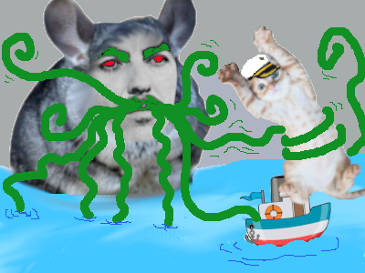 rongeur chinchilla george harrison beatles chat chaton captainchaton monstre mer ocean bateau tentacule cthulhu lovecraft